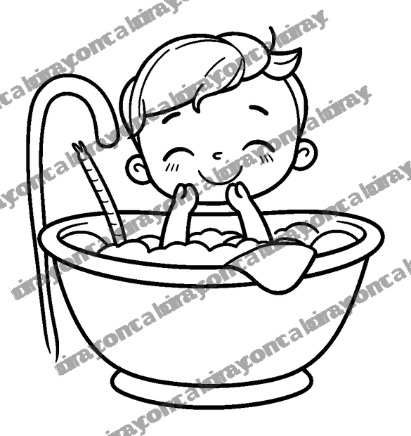 Warm Bath colouring page — free printable for teens