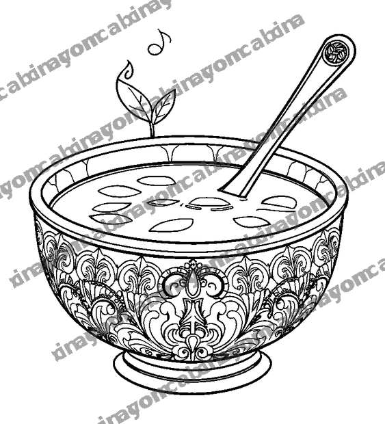 Warm Soup Bowl colouring page — free printable for adults