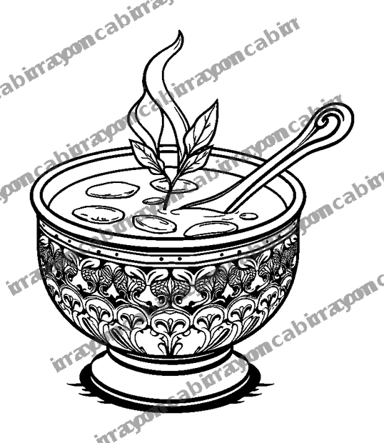 Warm Soup Bowl colouring page — free printable for adults