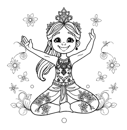 Yoga Pose Colouring Page (Adults, Intricate)