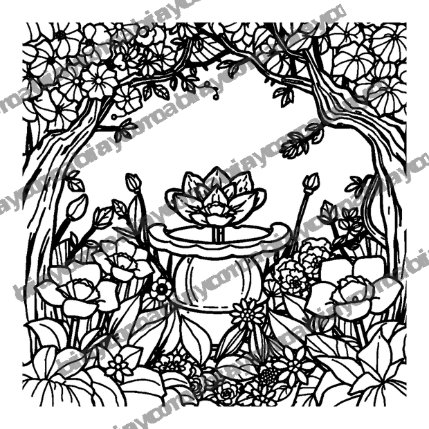 Zen Garden colouring page — free printable for adults